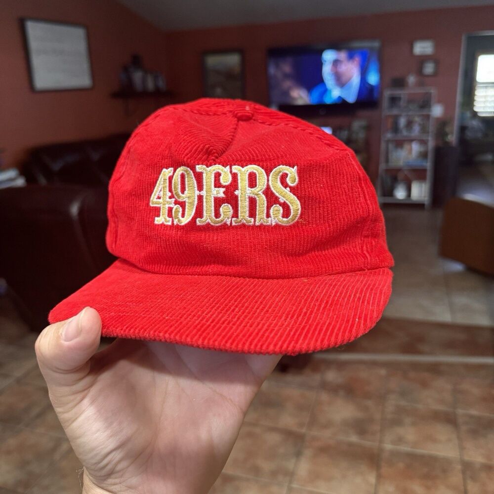VINTAGE San Francisco 49ers Hat Snapback Cap Corduroy NFL Starline Embroidered
